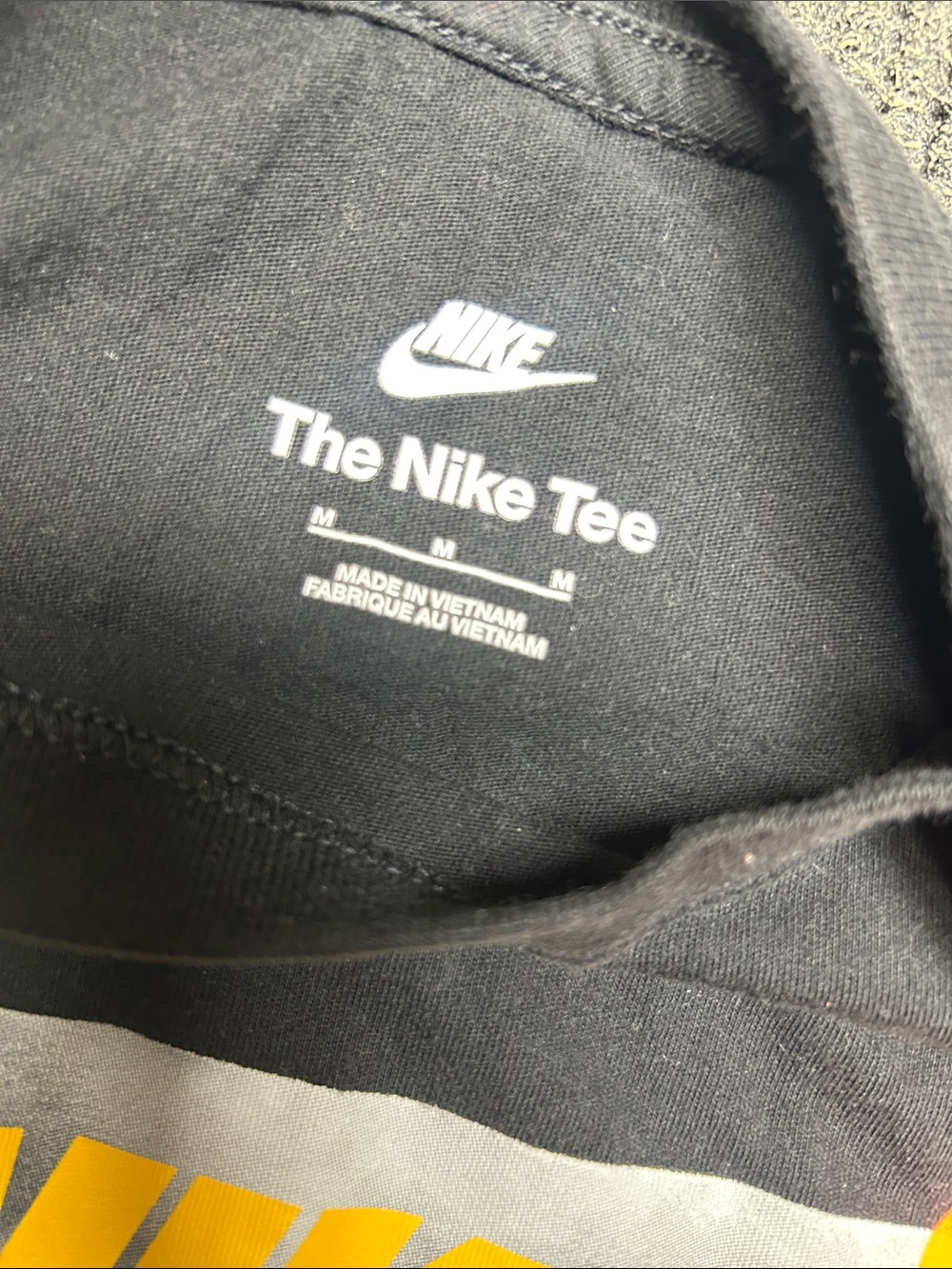 Nike Black Short Sleeve Tee with Yellow Swoosh and Multicolor Graphic - Picture 2 of 4